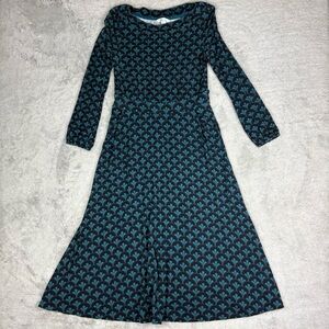 Boden Teal and Black Long Sleeve Midi Dress